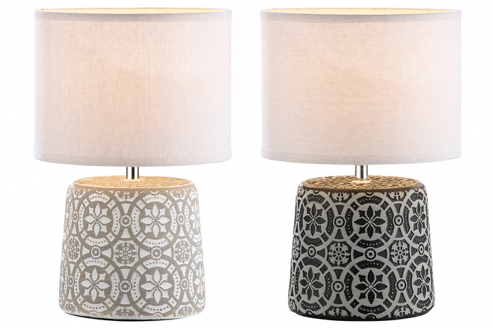 Set 2 veioze Mandala, Ciment, Alb/Negru, 16.5x23x36x28 cm [4]