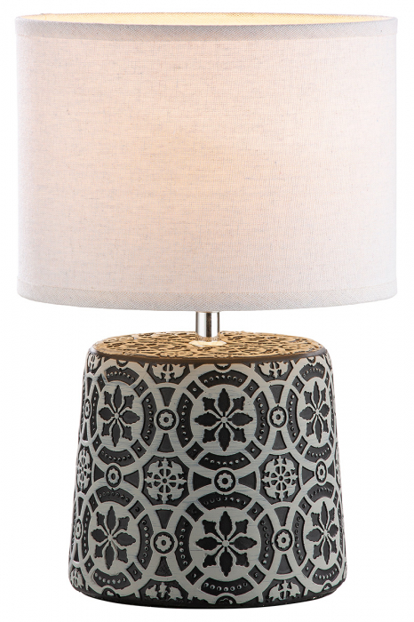 Set 2 veioze Mandala, Ciment, Alb/Negru, 16.5x23x36x28 cm [5]