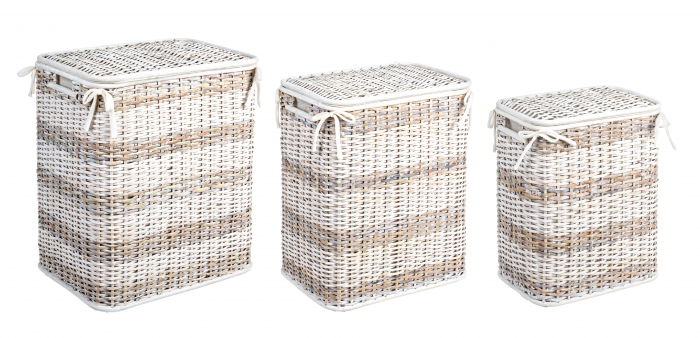 Set 3 cosuri de rufe, Bambus/Poliester/Bumbac, Alb/Crem, 48.26/43.18/38.10x35.56/30.48/25.40x58.42/53.34/48.26 cm [2]