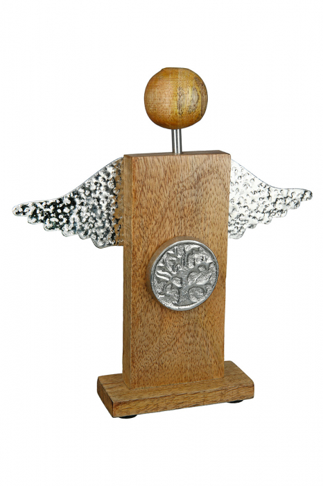 Set 3 decoratiuni Angel Message, Lemn, Maro/Argintiu, 19x20.5x4 cm [3]