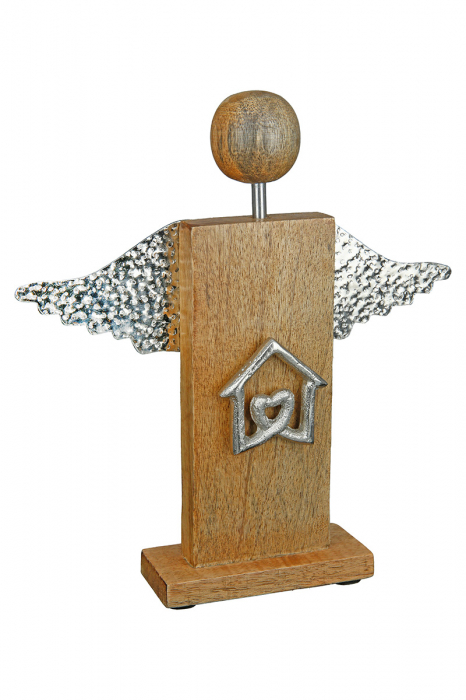 Set 3 decoratiuni Angel Message, Lemn, Maro/Argintiu, 19x20.5x4 cm [7]