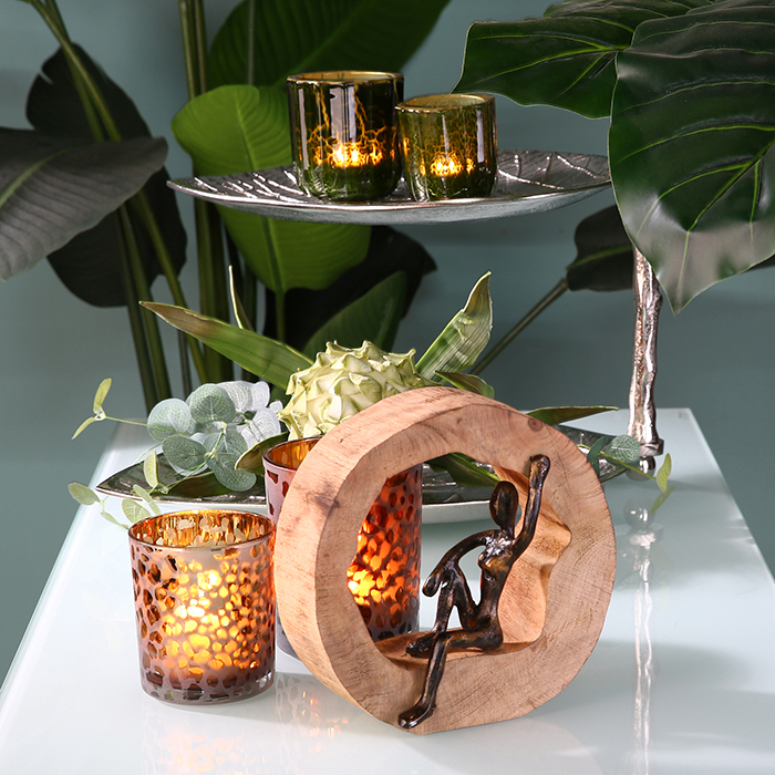 Set 3 decoratiuni Confiance lemn mango/aluminiu, 19x19x7 cm [8]