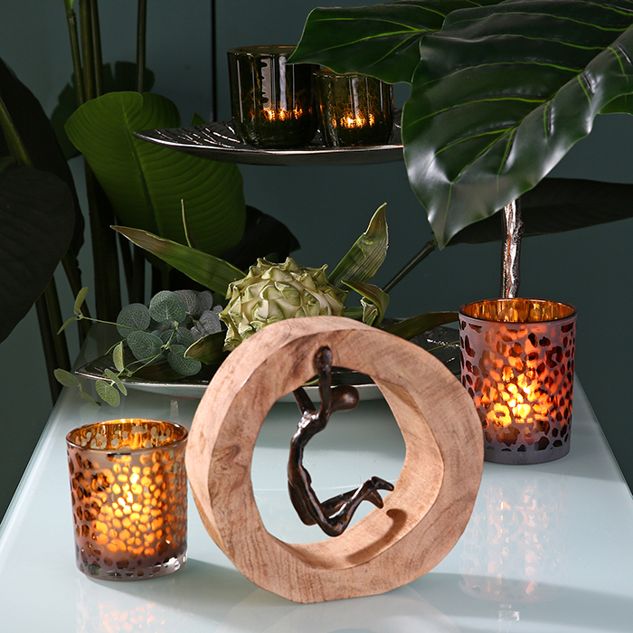 Set 3 decoratiuni Confiance lemn mango/aluminiu, 19x19x7 cm [6]