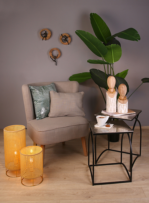 Set 3 decoratiuni Courage lemn mango/aluminiu, 28x18x7 cm [6]