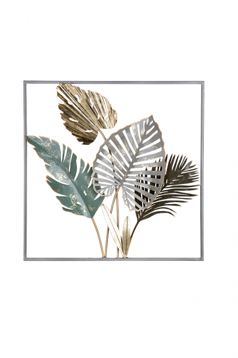 Set 3 decoratiuni pentru perete Calais, Metal, Multicolor, 5x50x50 cm [4]