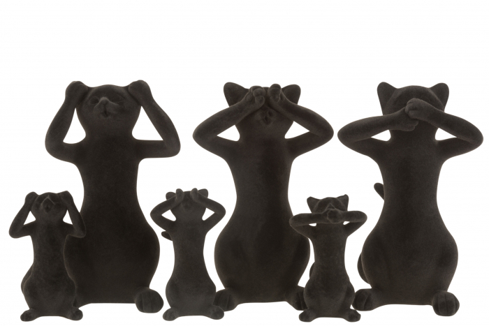 Set 3 figurine asortate, Compozit, Negru, 15.5x12.5x24 cm [2]