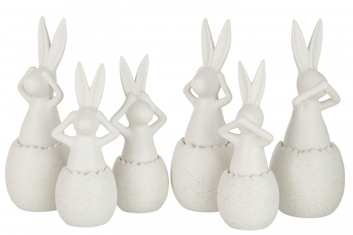 Set 3 figurine Rabbit See/Hear/Speak, Ceramica, Alb, 12x12x31.2 cm [2]