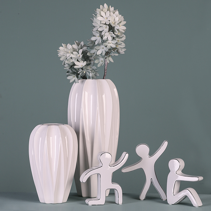 Set 3 figurine Workout, ceramica, alb/argintiu, 4x14x19 cm [3]