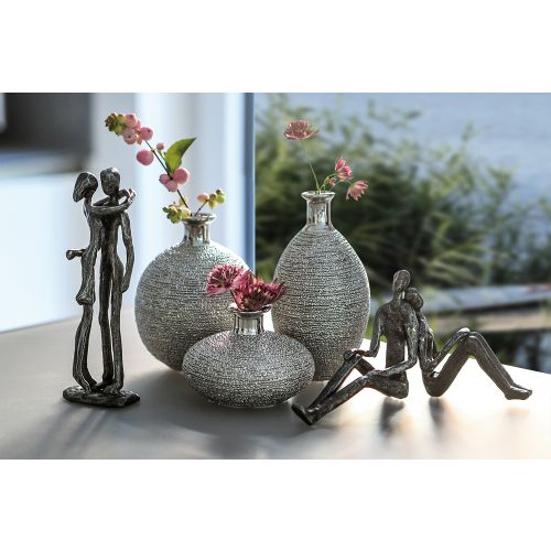 Set 3 vaze Miro ceramica glazurata, argintiu, 15x9 cm, 12x9 cm,8x9 cm [2]