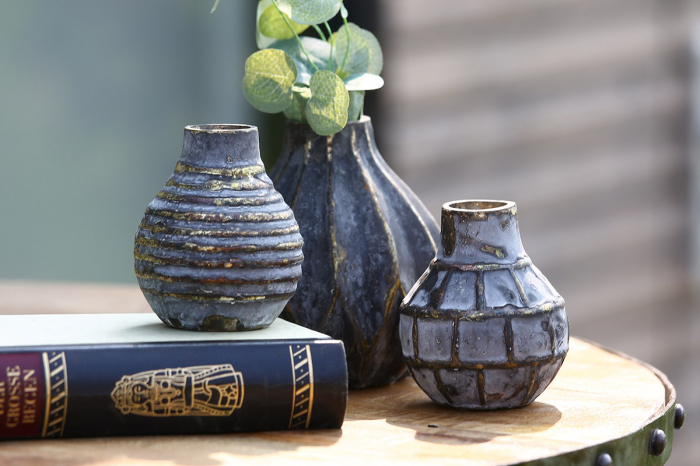 Set 3 vaze Orient, sticla, auriu/maro, 9x9x9.5 cm [2]