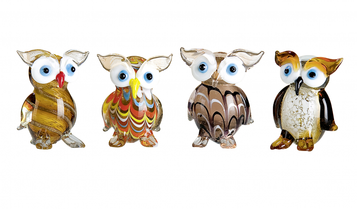 Set 4 deco OWL, sticla, 4X3.5X5.5 cm [2]