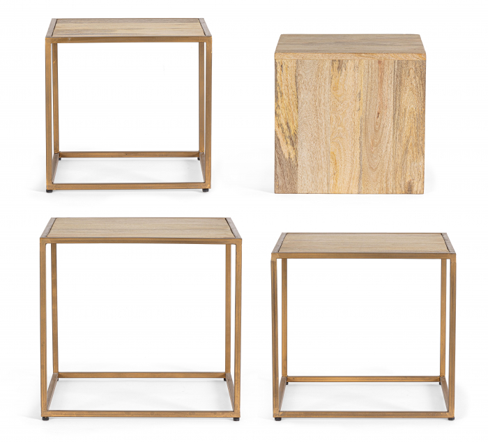 Set 4 masute Jaidev, Otel, Maro, 38x38x36 cm [5]