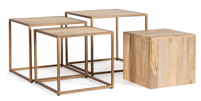 Set 4 masute Jaidev, Otel, Maro, 38x38x36 cm [4]