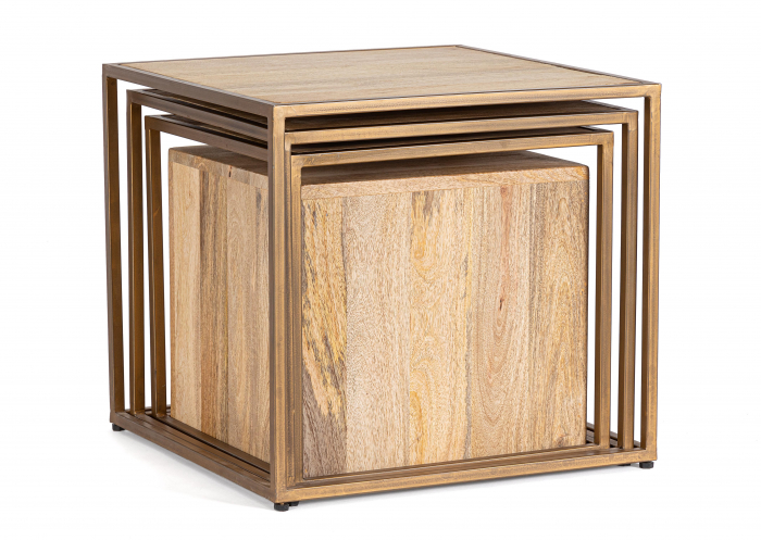 Set 4 masute Jaidev, Otel, Maro, 38x38x36 cm [3]