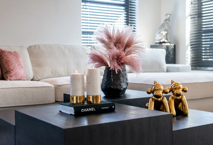 Set 4 masute Tetrad, negru, lemn furniruit, 130 x 40 cm [4]