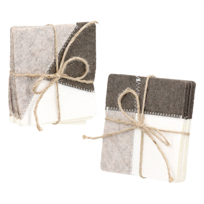 Set 4 piese, Coaster, pătrat, Melano, Pâslă, crem, PU 8, 2 buc. asortate, L. 10 cm, L. 10 cm [4]