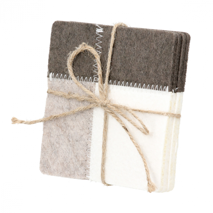 Set 4 piese, Coaster, pătrat, Melano, Pâslă, crem, PU 8, 2 buc. asortate, L. 10 cm, L. 10 cm [2]