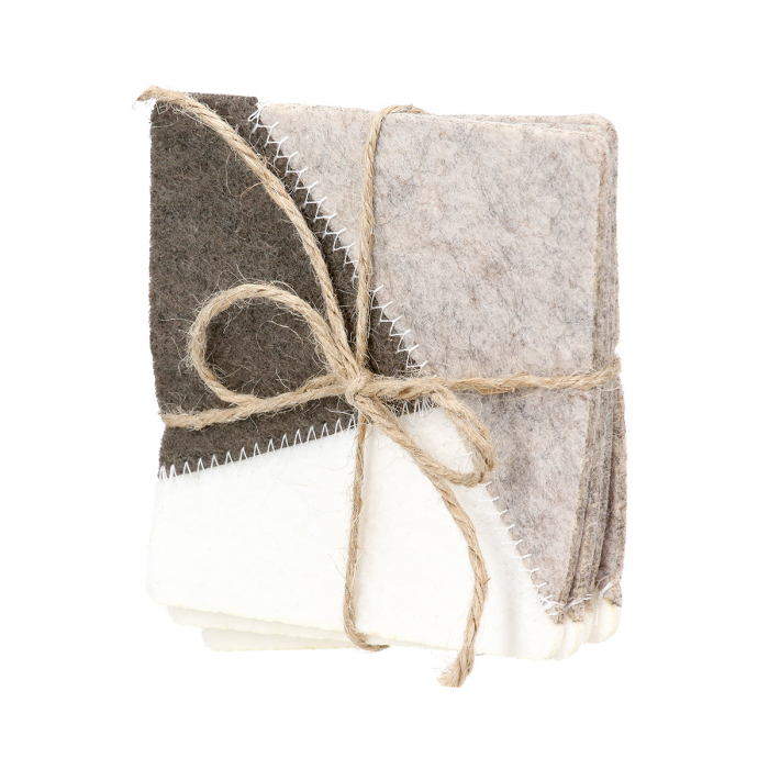 Set 4 piese, Coaster, pătrat, Melano, Pâslă, crem, PU 8, 2 buc. asortate, L. 10 cm, L. 10 cm [3]