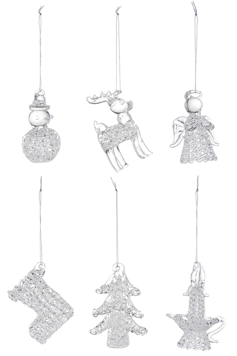 Set 6, Umeras, "Weihnachtsornamente", Sticla, transparenta, PU 6, H. 5 cm [3]