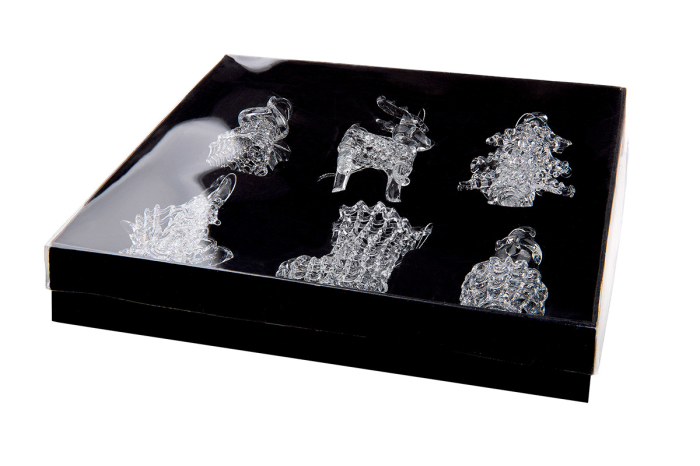 Set 6, Umeras, "Weihnachtsornamente", Sticla, transparenta, PU 6, H. 5 cm [2]