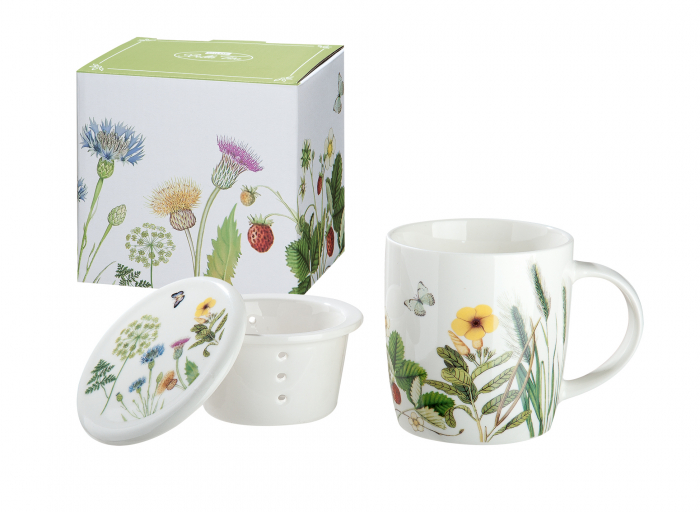 Set cana cu infuzor si capac Wild Flowers, portelan, multicolor, 12x10.2x9 cm [1]