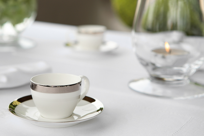 Set ceasca si farfurie pentru cafea PLATINUM, portelan,5.5x6.5 cm [2]