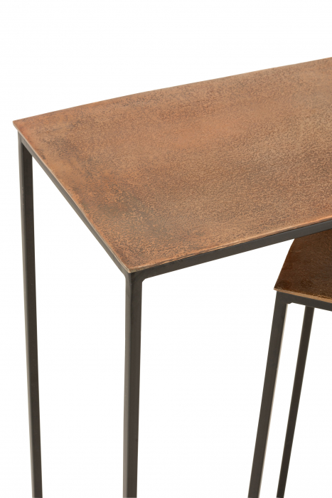 Set de 2 console, Aluminiu/Lemn, Maro, 100x30x83 cm [4]