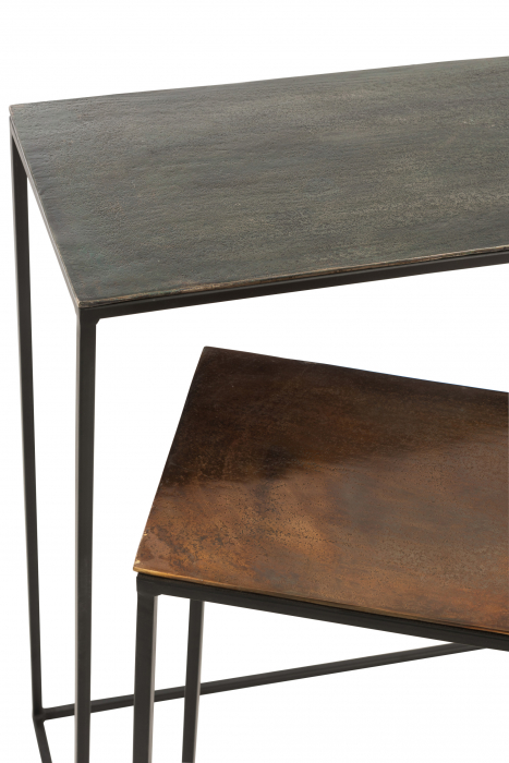 Set de 2 console Rectangular, Aluminiu/Lemn, Negru, 100x29x83 cm [3]