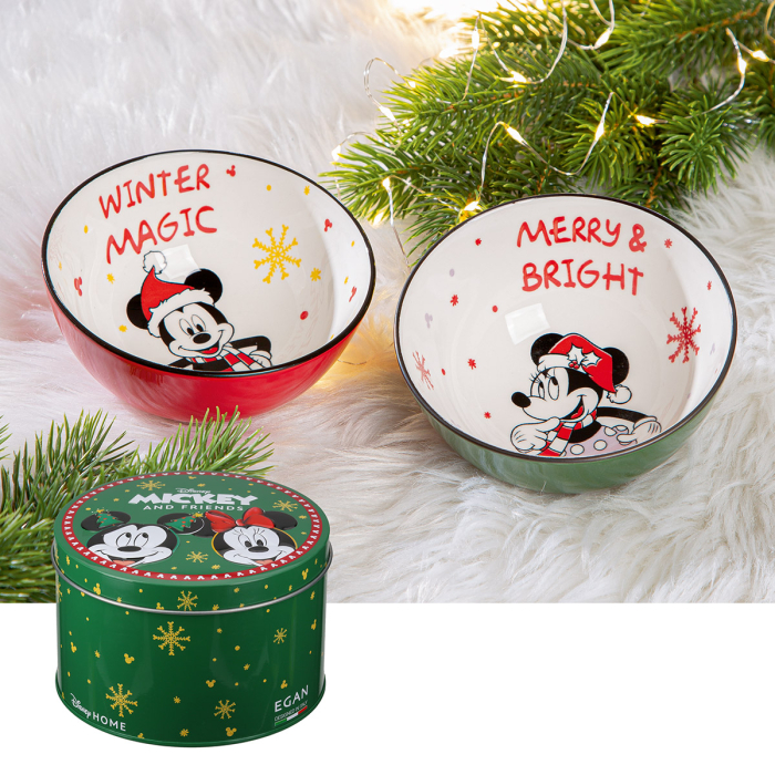 Set de 2, Disney, Bol, „Mickey Mouse si Minnie Mouse - Magia iernii”, Portelan, multicolor, PU 3, 2 asortate, H 6,5 cm, A. 11,5 cm [1]