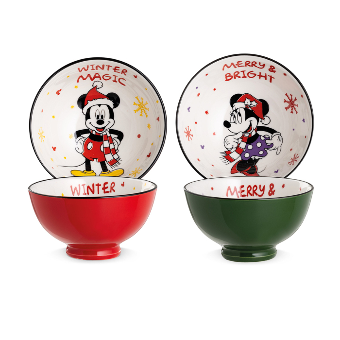 Set de 2, Disney, Bol, „Mickey Mouse si Minnie Mouse - Magia iernii”, Portelan, multicolor, PU 3, 2 asortate, H 6,5 cm, A. 11,5 cm [2]