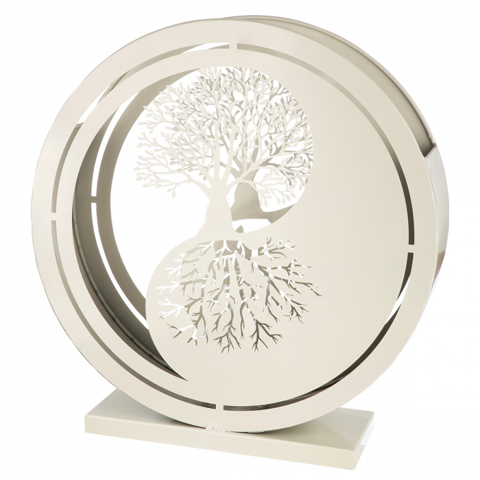 Set de 2, Felinar, rotund, motiv Yin & Yang, Metal, negru, gri deschis, PU 1, L. 13 cm, L. 43 cm, H 45 cm [2]