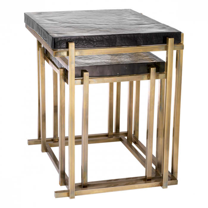 Set de 2 măsuțe laterale Niemeyer, finisaj din alamă cu aspect vintage [3]