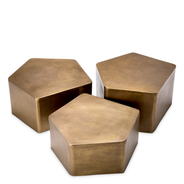 Set de 3 măsuțe de cafea Veenazza vintage cu finisaj alamă [5]