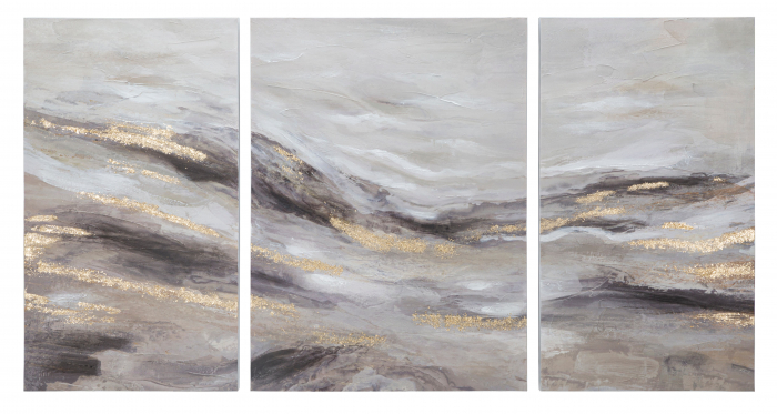 Set de 3 tablouri Monty, lemn de pin/panza, multicolor, 45X2.7X80-60X2.7X80 cm [2]