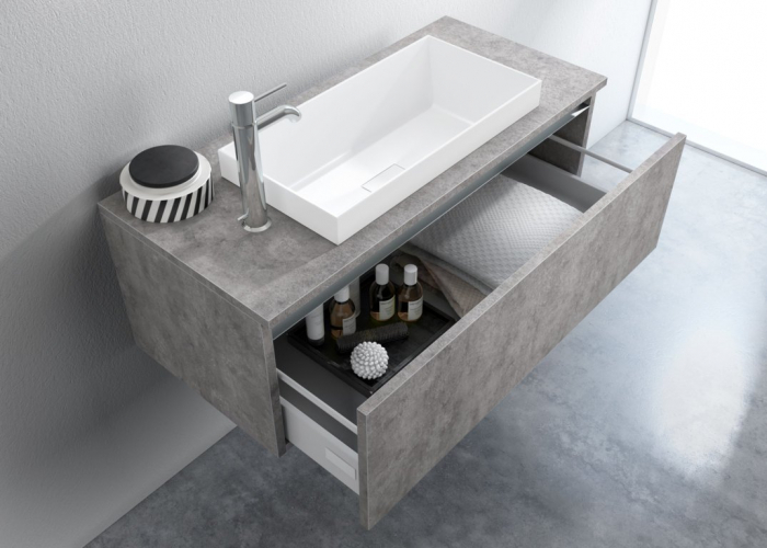 Set de baie cu 3 piese PERTH, Melamina/Aluminiu/Abs/Sticla/Rasina/Metal, Gri, 100x45x190 cm [2]