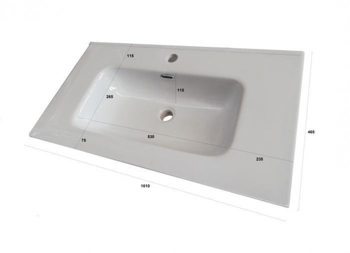 Set de baie cu 6 piese PERTH, Melamina/Aluminiu/Abs/Sticla/Ceramica/Metal, Alb, 101x46.5x190 cm [4]