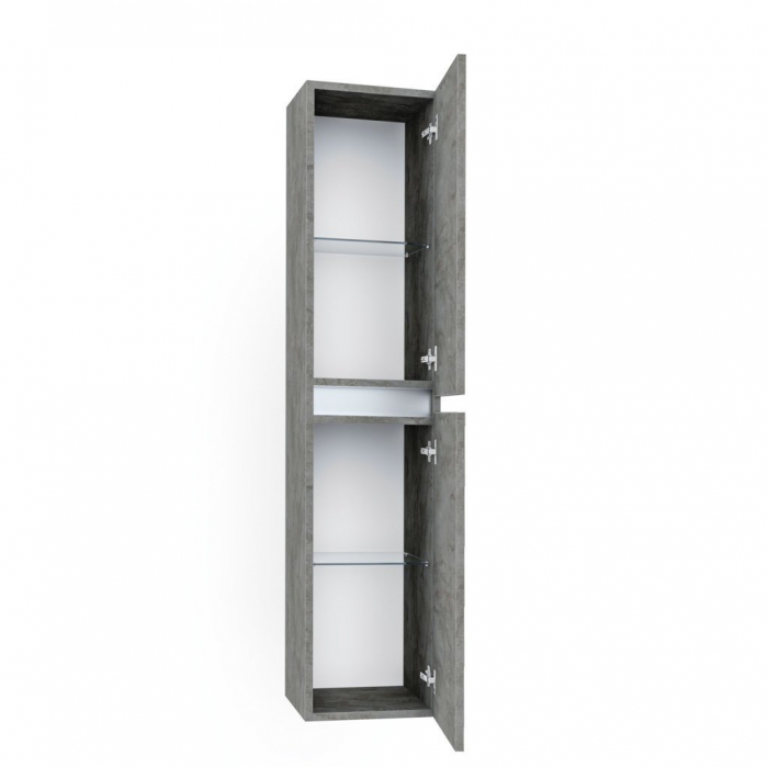 Set de baie cu 6 piese PERTH, Melamina/Aluminiu/Abs/Sticla/Ceramica/Metal, Gri, 101x46.5x190 cm [8]