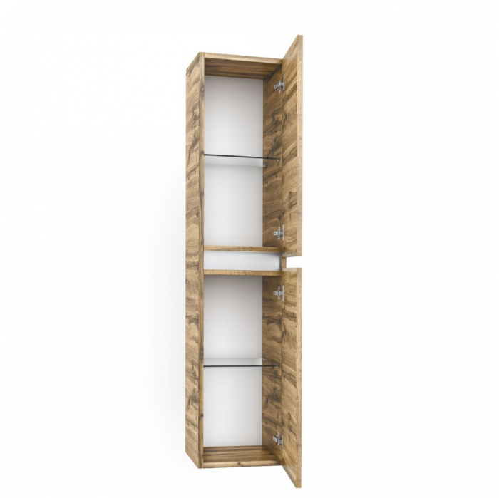 Set de baie cu 6 piese PERTH, Melamina/Aluminiu/Abs/Sticla/Ceramica/Metal, Maro deschis, 101x46.5x190 cm [8]