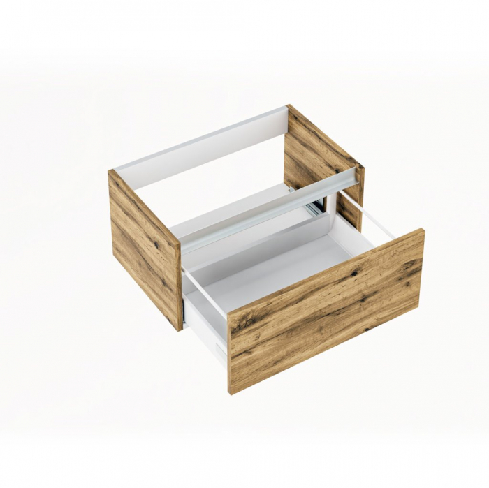 Set de baie cu 6 piese PERTH, Melamina/Aluminiu/Abs/Sticla/Ceramica/Metal, Maro deschis, 140x46.5x190 cm [2]