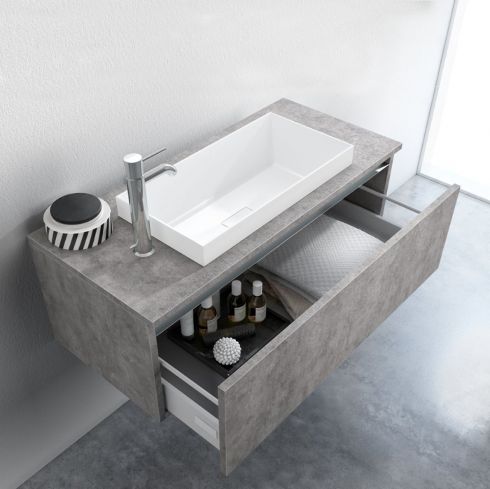 Set de baie cu 6 piese PERTH, Melamina/Aluminiu/Abs/Sticla/Rasina/Metal, Gri, 170x45x190 cm [2]