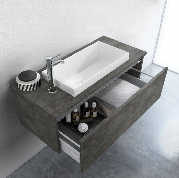 Set de baie cu 6 piese PERTH, Melamina/Aluminiu/Abs/Sticla/Rasina/Metal, Gri, 170x45x190 cm [2]