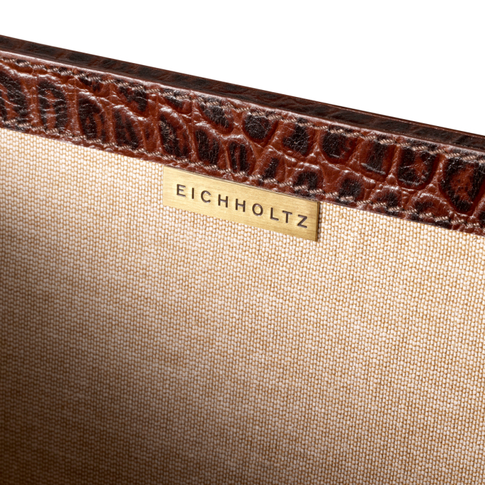 Set de birou Scaleo crocodil in relief, piele maro antica, set de 3 [5]