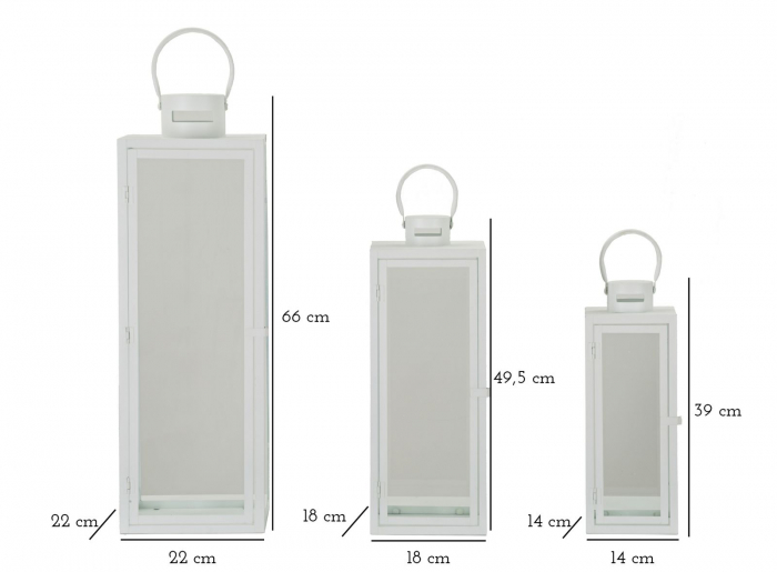 Set felinare, WHITE 3 buc cm 22x22x66-18x18x49,5-14x14x39 [7]