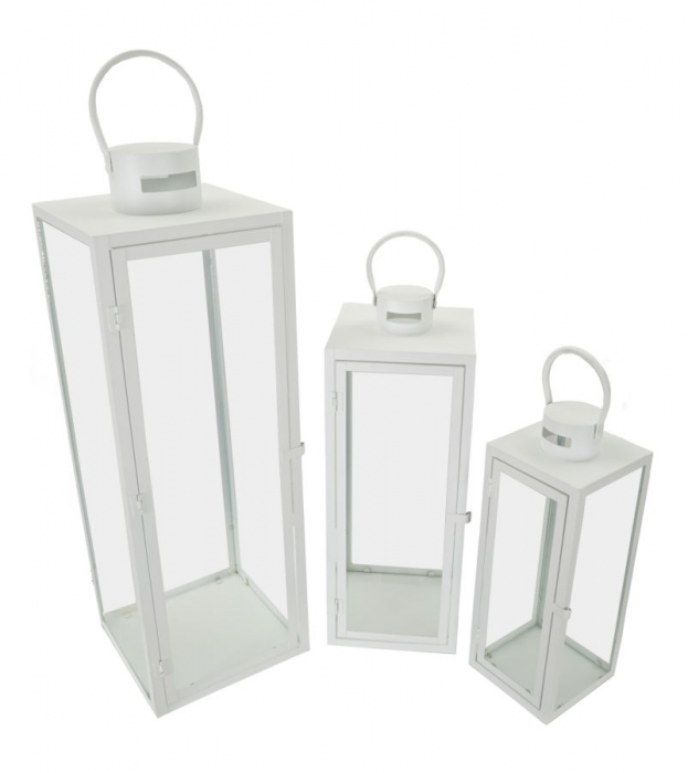 Set felinare, WHITE 3 buc cm 22x22x66-18x18x49,5-14x14x39 [2]