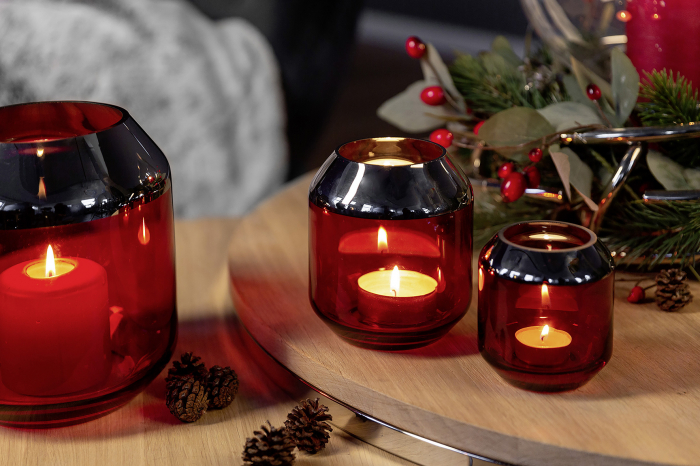 SMILLA, Suport de tea lights din sticlă, rosu, h.14 cm, d.12 cm [3]