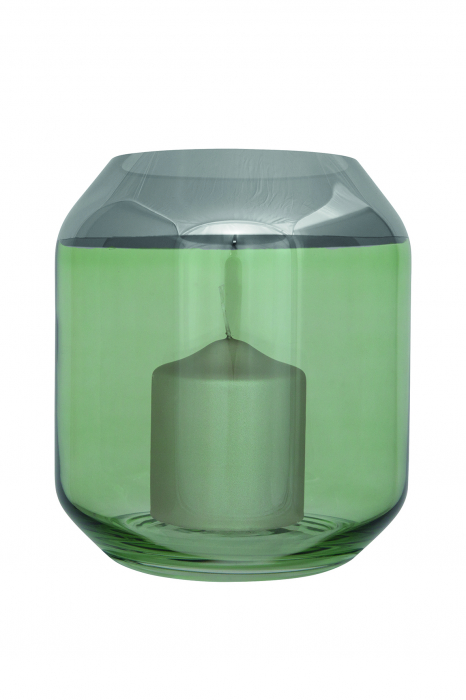 SMILLA, Suport de tea lights din sticlă, Vază, verde deschis, h.20 cm, d.18 cm [2]