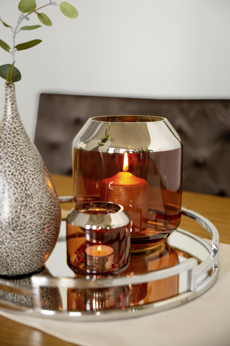 SMILLA, Suport lumânare, Sticlă, maro, H.20cm,D.18cm [4]