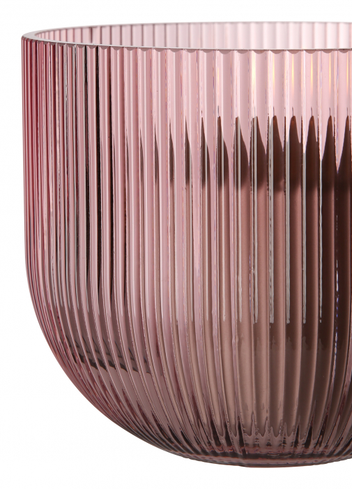 SOLARI, Vază, Suport lumânare, Sticlă, roz trandafir, h.13,5 cm, d.16 cm [3]