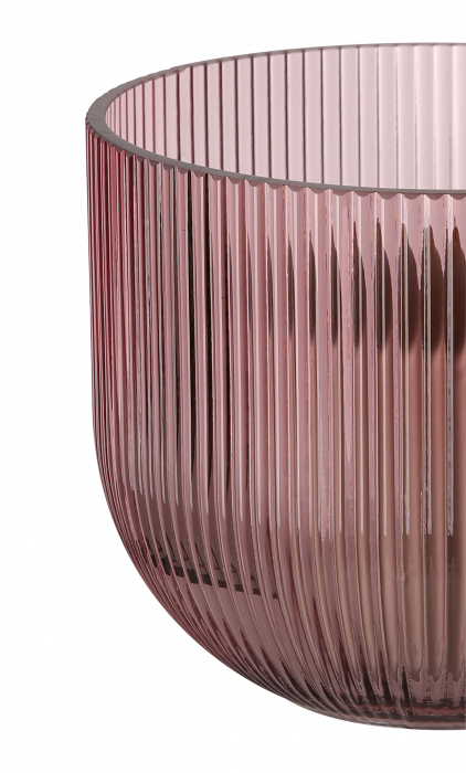 SOLARI, Vază, Suport lumânare, Sticlă, roz trandafir, h.13,5 cm, d.16 cm [4]