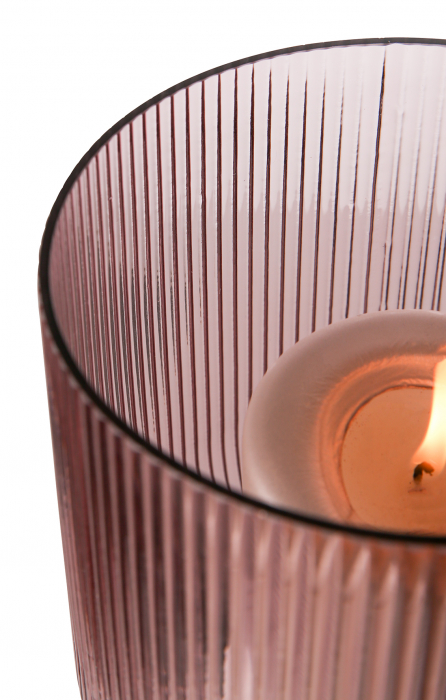 SOLARI, Vază, Suport lumânare, Sticlă, roz trandafir, h.19 cm, d.16 cm [5]